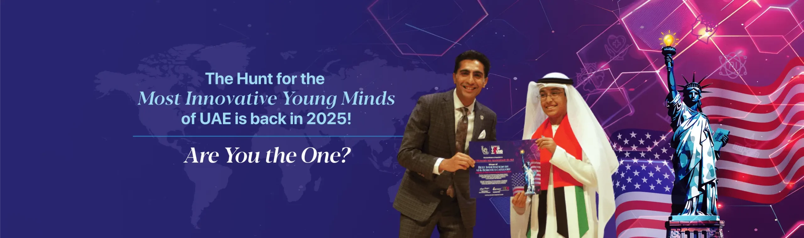 Salman Bojani awards Ali Humaid Al Loughani at America's Top Young Innovators 2024