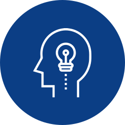 An icon with a bulb in brain representing Unique Idea