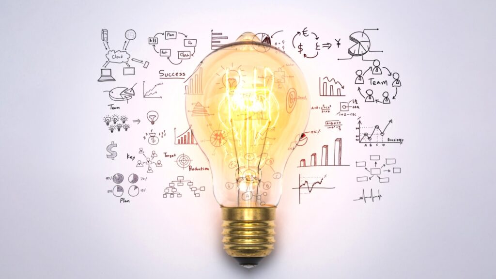 Bulb With Doodle In background representing thinking & ideas